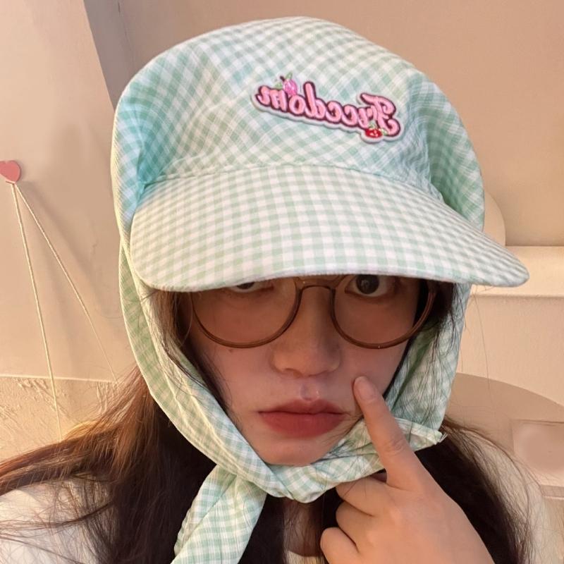 Quick Drying Baseball Hat for Women Girls Embroidery Adjustable Hat Checkered