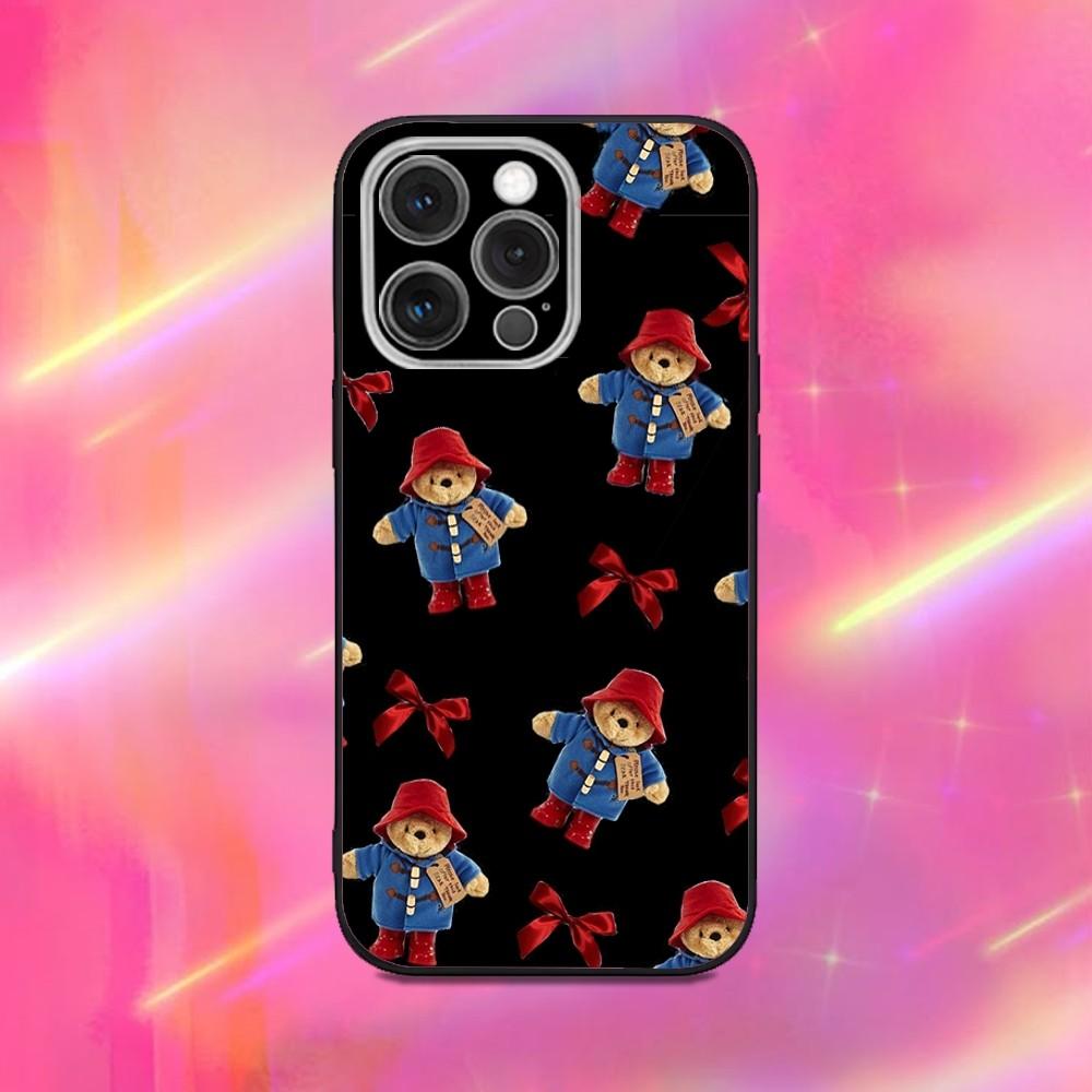 

Cute P-Paddington Bear Phone Case For iPhone 16,15,14,13,12,11,Pro,Max,Plus,X,XS,XR,SE,8,7,Mini,Soft Silicone Black Case iPhone12mini