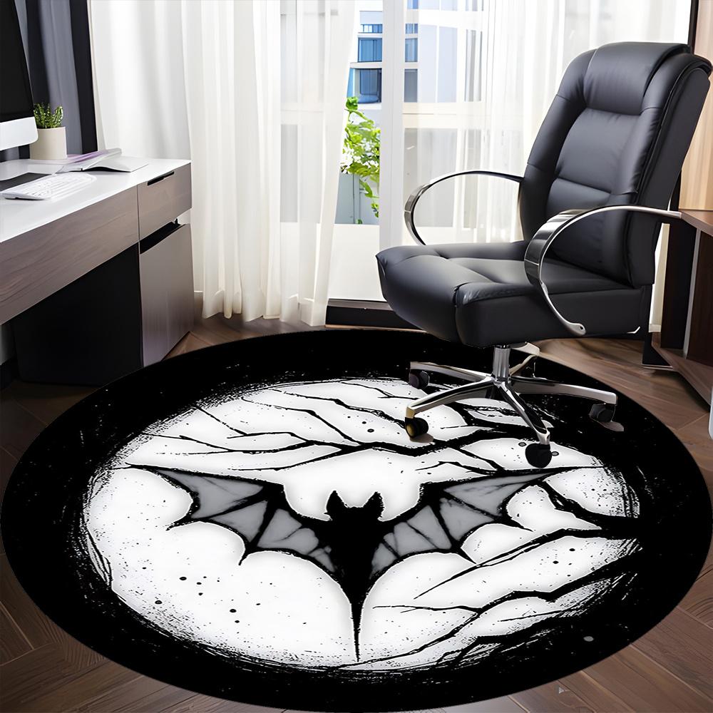 1pc Bat Symbol Office Round Area Rug, Indoor Mat Suitable ForOffice, Under Office Chairs Bedroom Living Room Home Decor, Room Deco U15