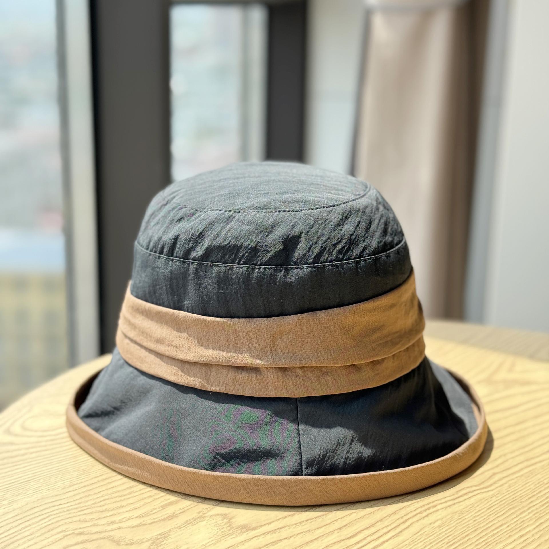

New Korean-style spring and summer sun-shading fisherman hat for women, versatile and foldable, pleated mom s bucket hat, elegant for outings and Adult54-60Adjustable чёрный