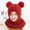 Koreaanse Stijl Kinder Dubbele Pompon Oorflappen Hoed & Eendelig Sjaal Set (Herfst/Winter 2025 Collectie)