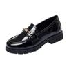 Cake platform loafers women's 2025 new women's leather shoes matte and lightweight black shoes women's soft soles are not tired