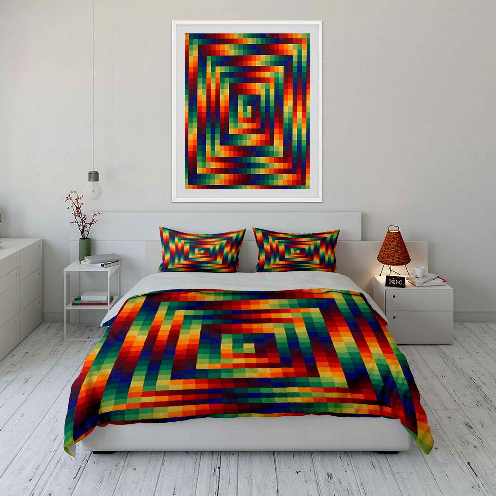 "Rainbow Geometric Bedding Set" Bedding Duvet Cover Set Duvet Cover Pillowcases (1 * Duvet Cover 2 * Pillowcases, Without Duvet Insert)