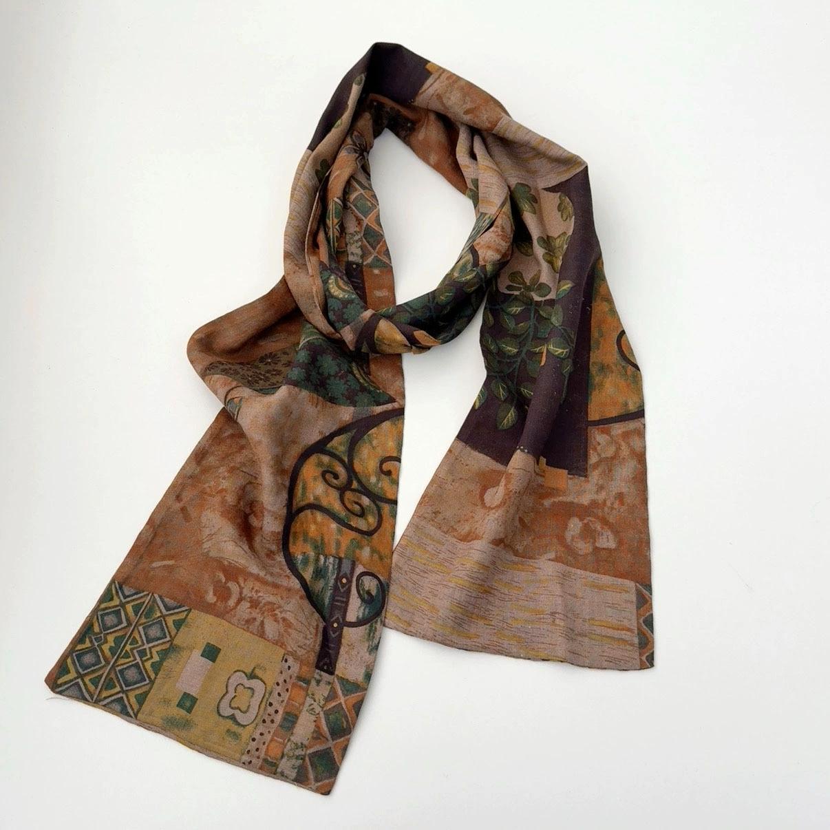 

Vintage Versatile Scarf For Women Spring & Autumn Cotton Printed Long Narrow Breathable Neckerchief For Lady 16X168Cm 16x168cm