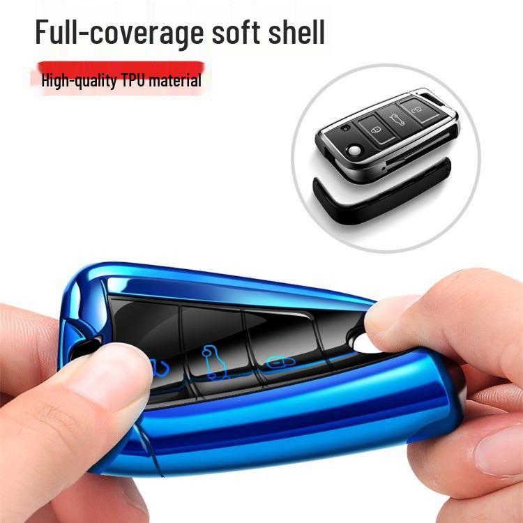 Volkswagen Key Cover for Tiguan L, Teramont, Golf 7, Sportsvan, Lamando - TPU Electroplated Case with Buckle.