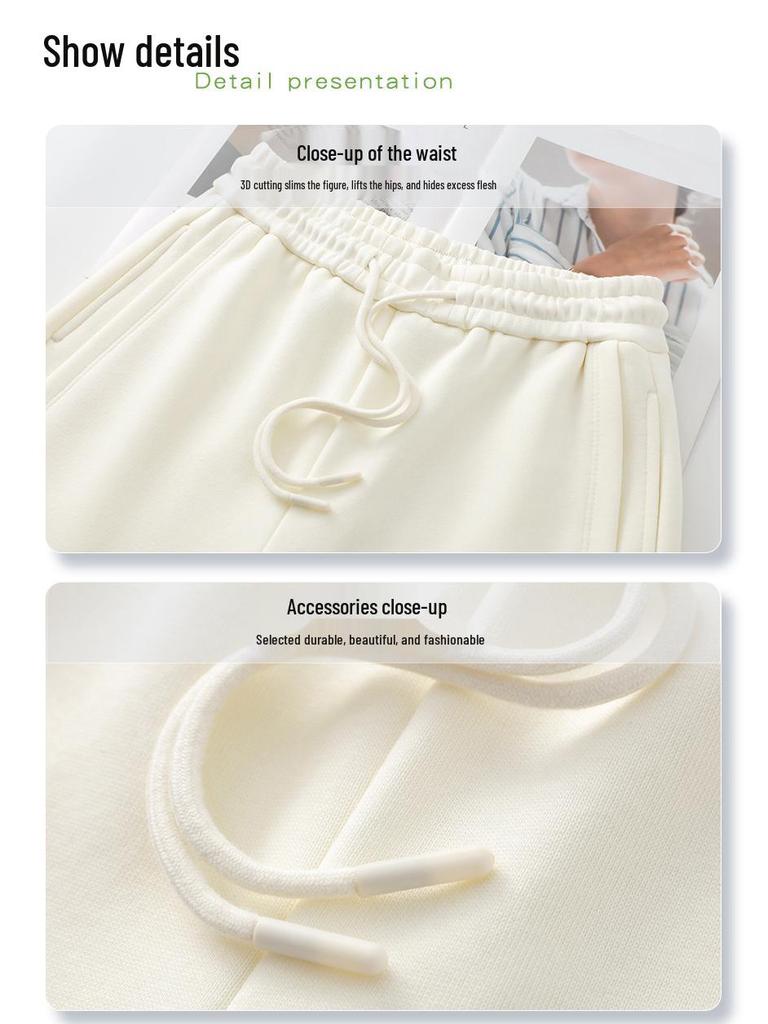 Women's Yellow High-Waist Loose Sweatpants - Spring 2025 Collection, Wide-Leg Straight Scimitar Design