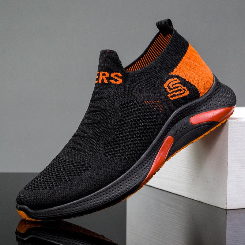 Spring and Summer Slip-on Casual Shoes New Flying Woven Breathable Running Shoes Men Sneaker