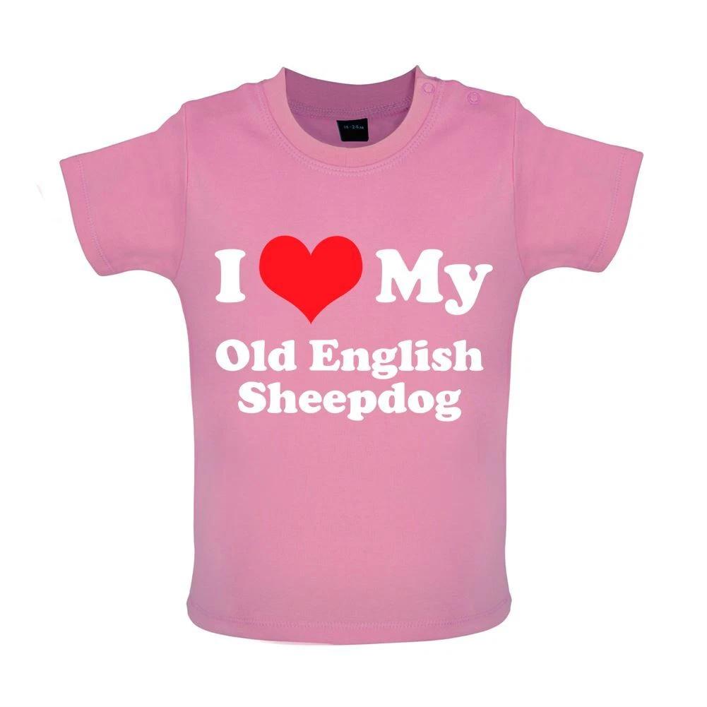 I Love My Old English Sheepdog - Baby Kids Boys Girls Unisex T-Shirt / Babygrow - Dog Pet Puppy Owner 110