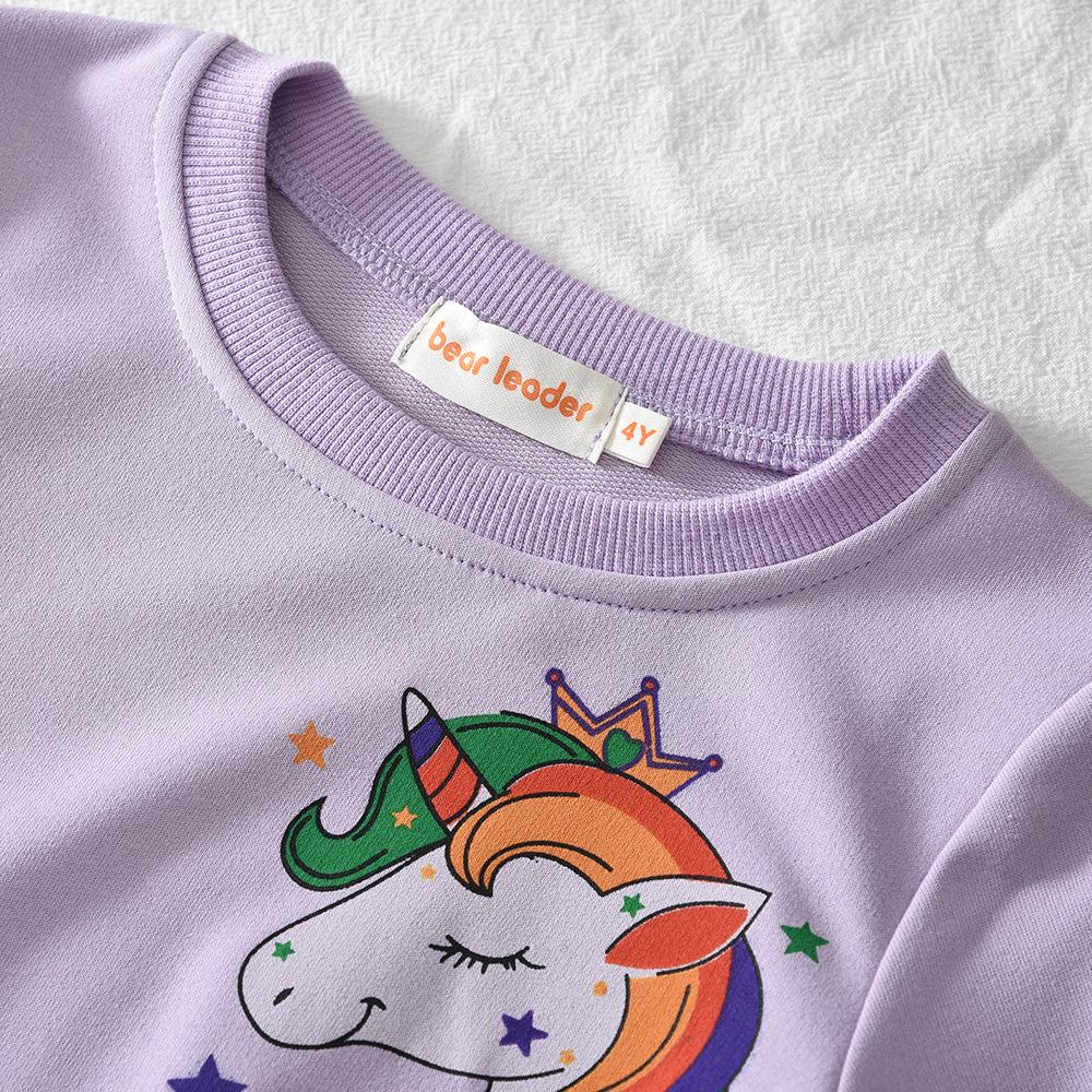 Autumn Girls Dress Girl Cartoon Sweatshirt Mesh Spliced Dress Children's Clothing