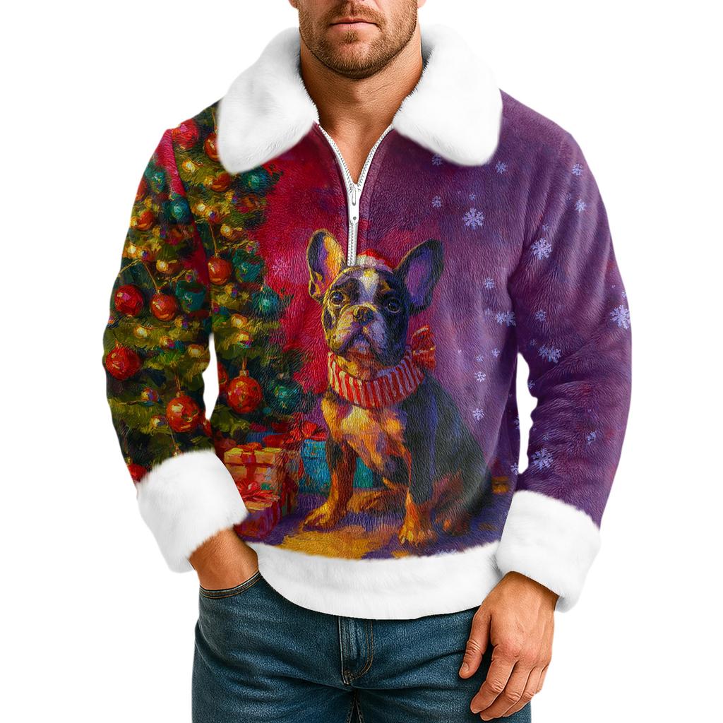 Men's  Leisure  Half   Zipper  Flip  Collar  Hoodie