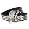 Studded Belt Skull Bone Skeleton Buckle Bling Bling Glitter Belt Hip Hop 110cm Black [Lamerry] Men's Women's