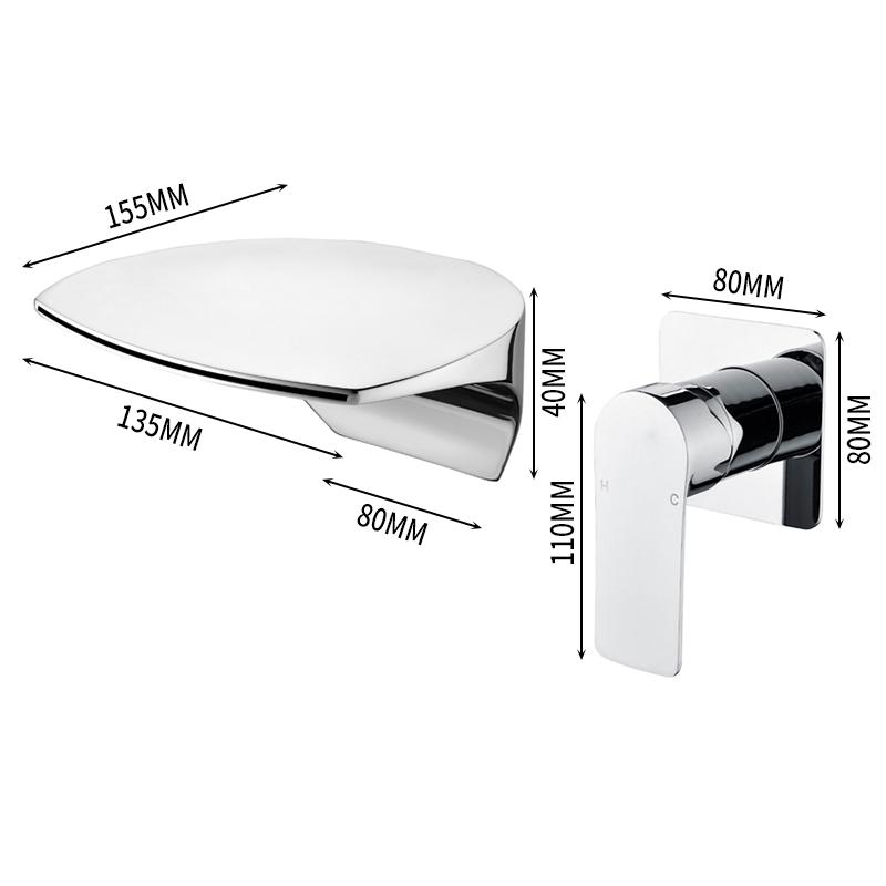 Chrome Bathroom Waterfall Bathtub Faucet Brass Hidden Installation Basin Faucet Wall Mounted Single Handle Mixer Tub Tap