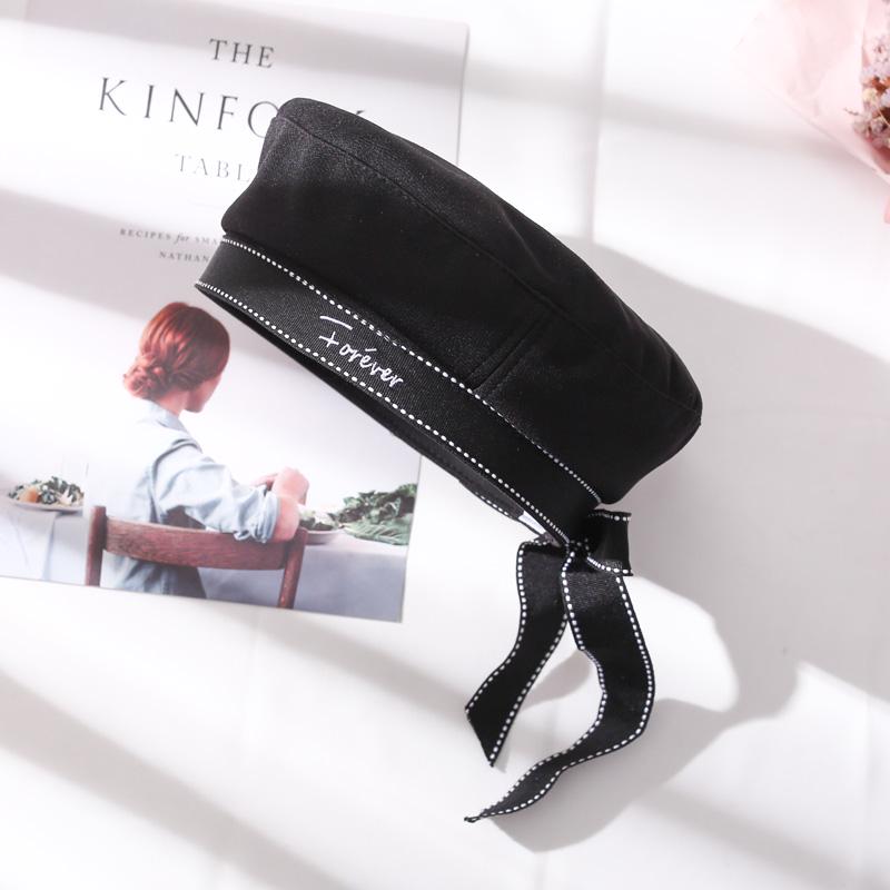 

Літній військово-морський флот стиль берет дівчина плоский матрос шапка невинний шапка художник капелюх білий мода універсальний капелюх M（56-58cm） чорний