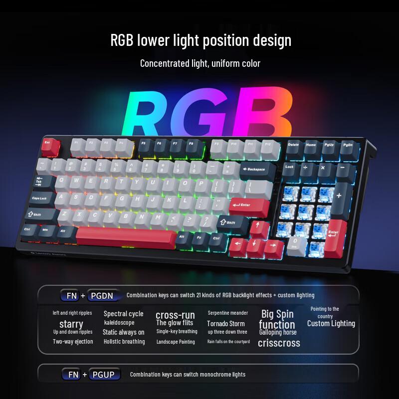 Lenovo GK10 Three-Mode Hot-Swappable RGB Mechanical Keyboard