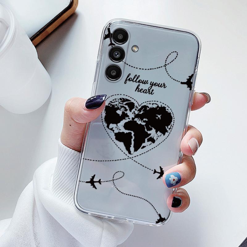 

Transparent Case For Samsung Galaxy A25 A35 A55 A16 A15 A17 A06 5G Cover Cartoon Flower Soft Back Shockproof Funda Shell Bags Samsung A17