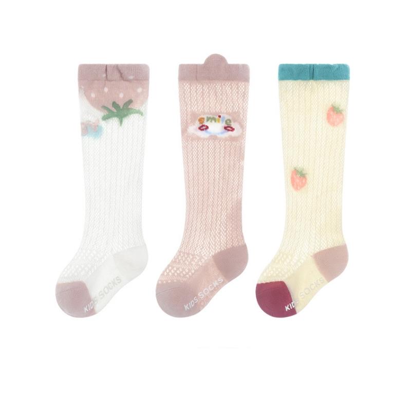 3Pairs/set Mesh Socks For Babies Casual Children's Cotton Loose Over Knee High Socks Non-slip Summer Cartoon Print Sock