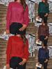 2024 New Style Women's Sequin Long Sleeve Loose Fit T-Shirt with Round Neck