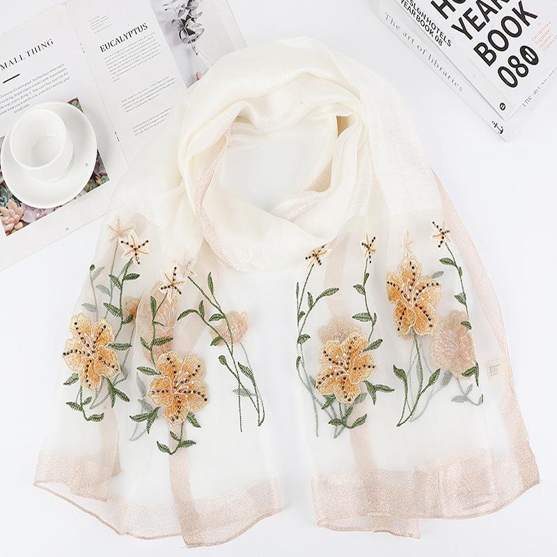 Hangzhou silk and wool blend exquisite embroidered women's silk scarf, a gift for mom, suitable for cheongsam, shawl, scarf, and banquet