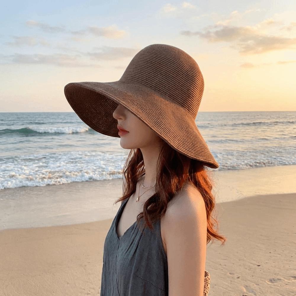 Simple Wide Brim Straw Hat Breathable UV Protection Cap Casual Women's Sun Visor Hats Summer