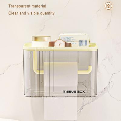 Tissue Box Waterproof Transparent Roll Paper Box Holder Wall-mounted Tissue Dispenser Kitchen Bathroom