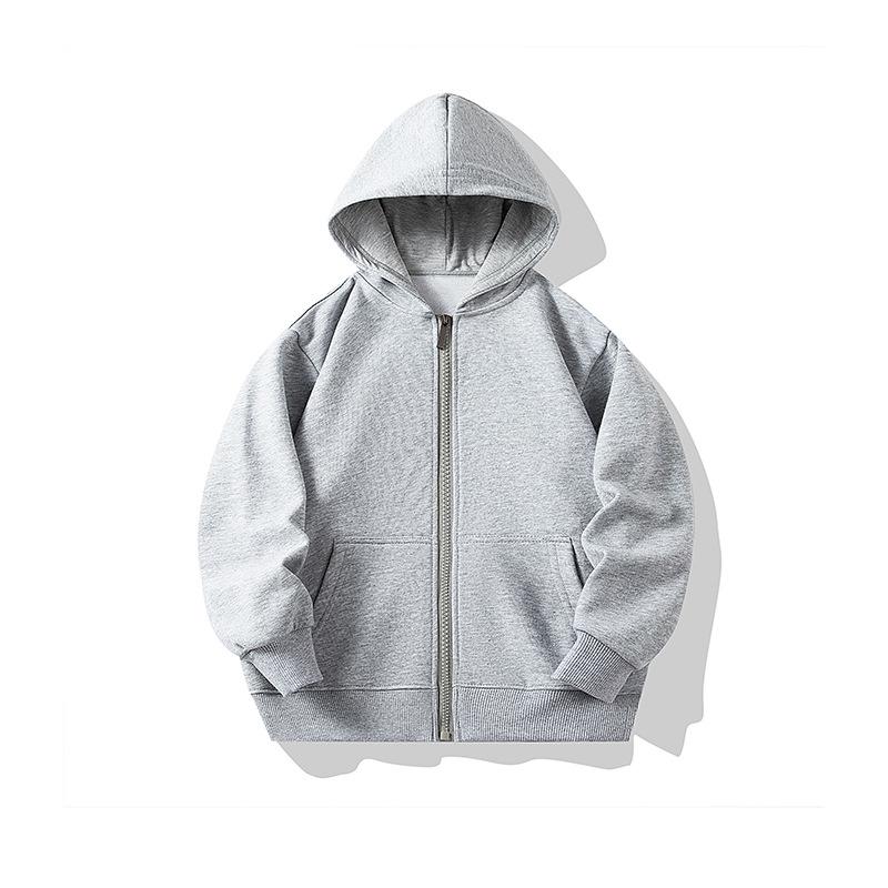 Children's 350g Zipper Patch Pocket Sweatshirt for Spring/Autumn with Logo Print and Embroidery