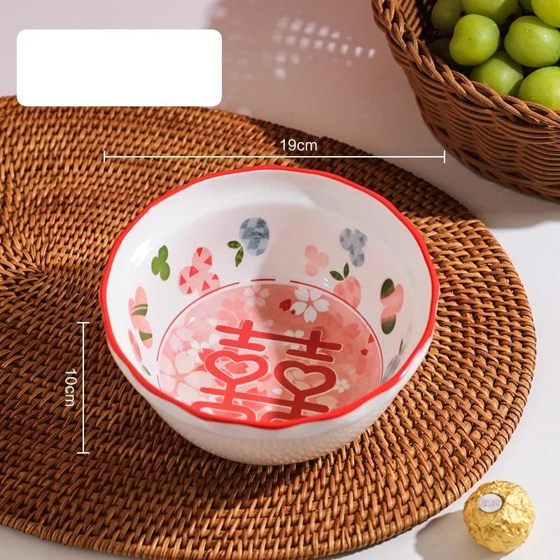 Bröllop i kinesisk stil Keramisk tallrik Hem Utsökta bröllopsmiddagstallrikar Förlovningsfest Läcker desserttallrik Gåvor