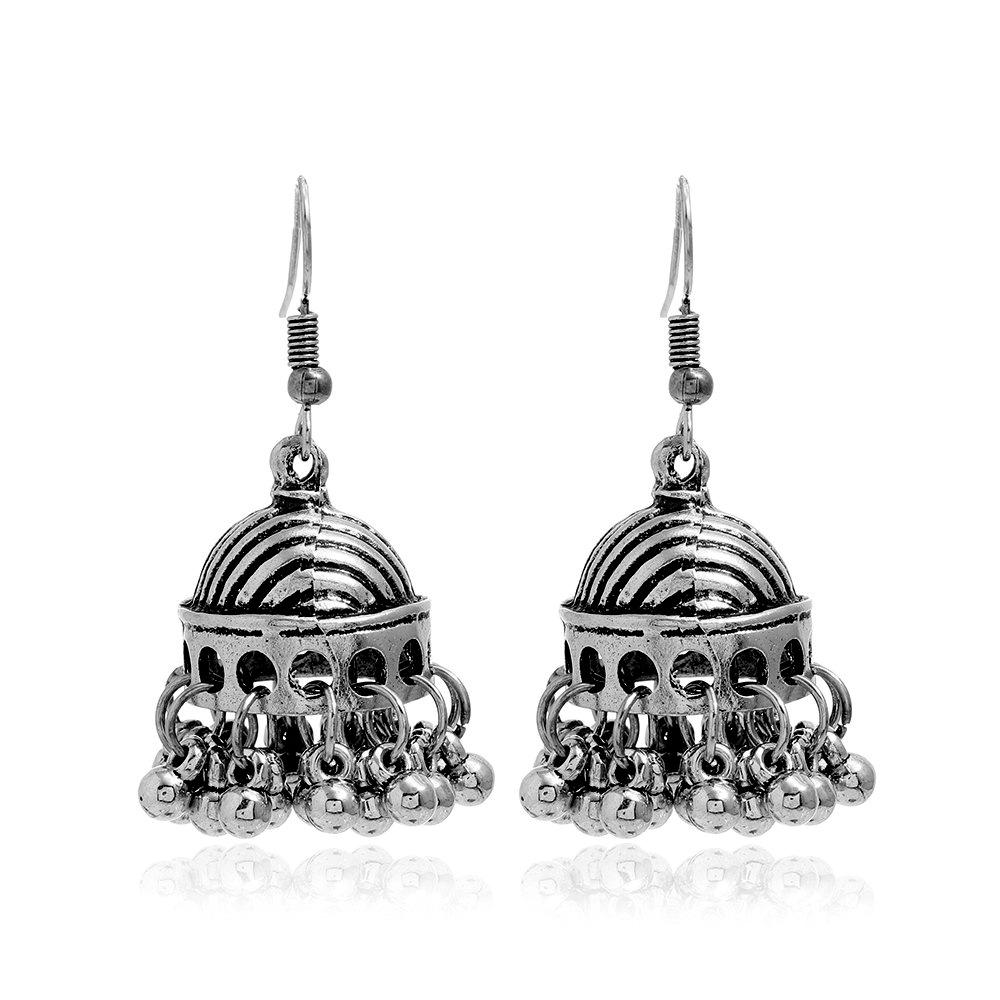 Bohemian Ethnic Carved Retro Pattern Creative Bell Earrings, Exaggerated Personality Ethnic Style Earrings