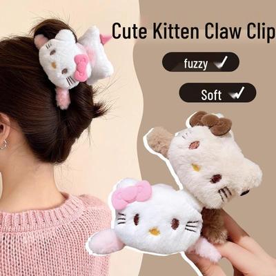 Pinza de Garra Rosa Hello Kitty Estilo Coreano – Lindo Gatito Tiburón Accesorio para el Cabello para Niñas