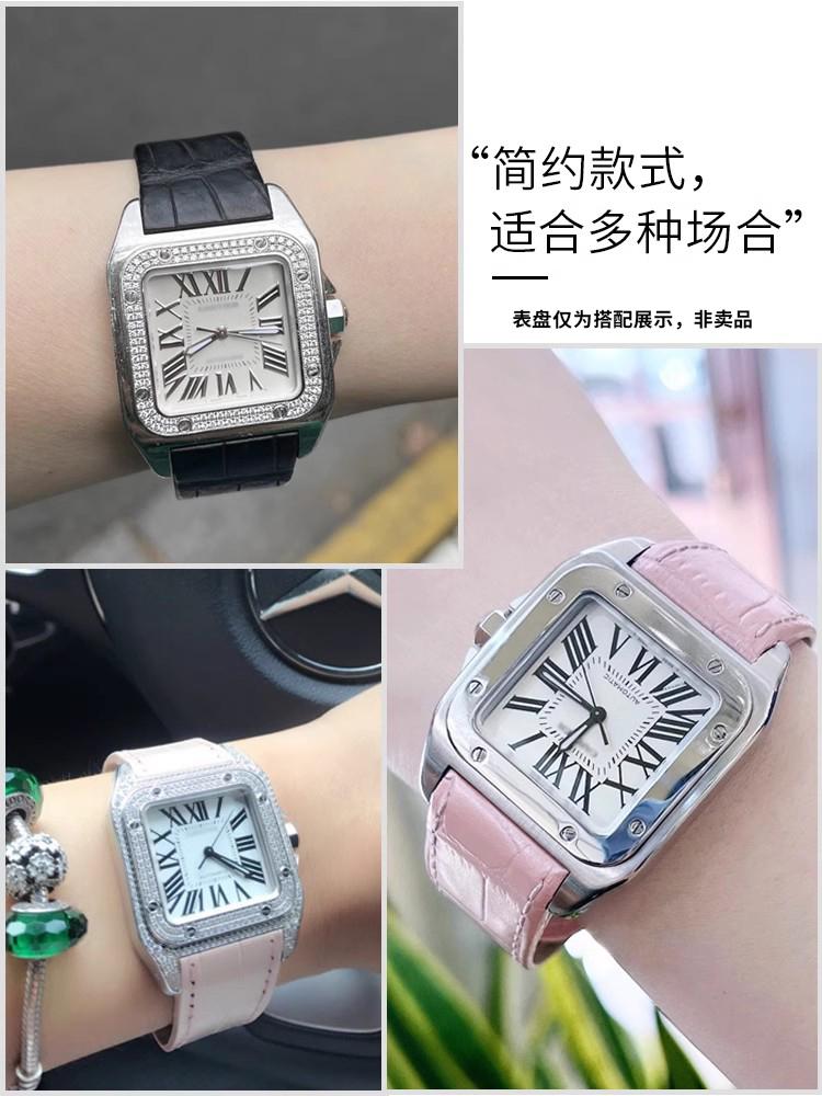 Cinturino Orologio in Vera Pelle di Alta Qualità 20mm 23mm Per Cinturino Orologio Cartier Serie Santos 100 Uomo e Donna Fibbia Pieghevole