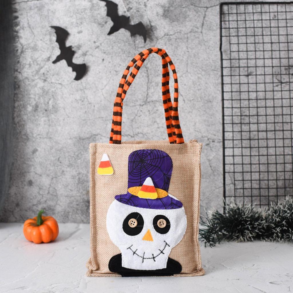 Halloween Gift Bag with Handle, Reusable Candy Bag, Pumpkin Festival Basket for Kids