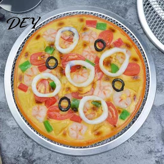 Home Baking Accessories Aluminum Alloy Pizza Screen, Non Stick Mesh Pan, Making Supplies Round Crisper Tray for Oven Kitchen Restaurant Pan