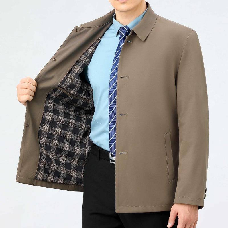 Mulberry silk button jacket for middle-aged and elderly men thin spring and autumn dad wear business jacket lapel middle-aged casual top