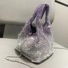 Rhinestone-Filled Bag Women'S Diamond-Studded Dinner Bucket Bag Rhinestone-Studded Chain Bag Shiny Hand-Held Crossbody Bag