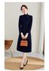 Women's Professional Wool Winter Work Coat - Mid-Length Air Hostess Overcoat