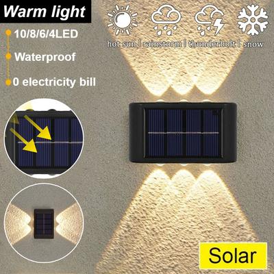 Światła Ścienne Solarne Zewnętrzne Wodoodporne Zasilane Energią Słoneczną Ciepłe Światło LED do Ogrodu Podwórka Płotu Dekoracji Domu Oświetlenie Światła Słoneczne