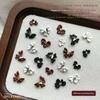 10Pcs Bowknot Nail Charms Metal Wine Red Black White Nail Rhinestone High Quality Stereoscopic Nail Decoration