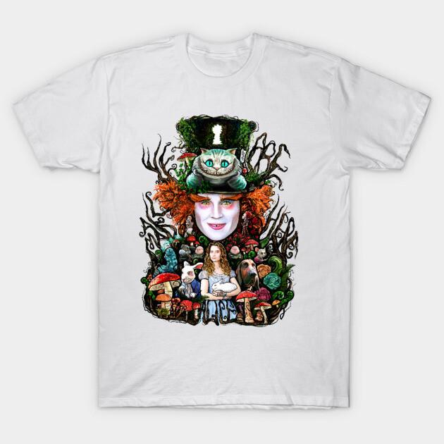 Asian Size Men Black Print T-shirt We Are All Mad Here No-Cut Print Cotton Tshirt