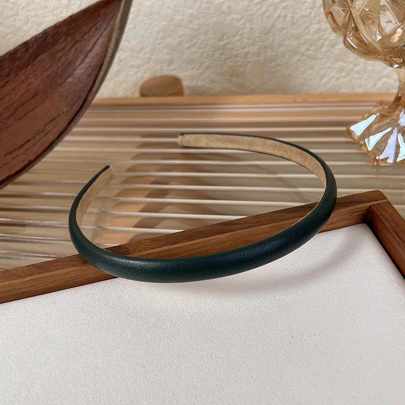Retro Thin Leather Headband for Woman Girls Elegant Simple Hair Hoop Hair Band Autumn Winter Fashion All-match Hair Accessories