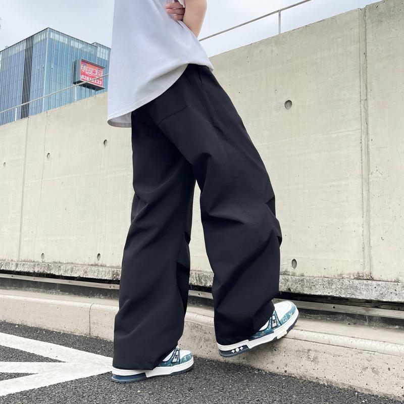American pleated paratrooper overalls men's and women's summer trendy brand loose design wide-leg scimitar pants quick-drying casual pants