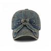Korean Fashion Denim Bow Baseball Cap, Washed Vintage Women’s Sun Hat, Casual Soft Brim Duckbill Cap for Streetwear