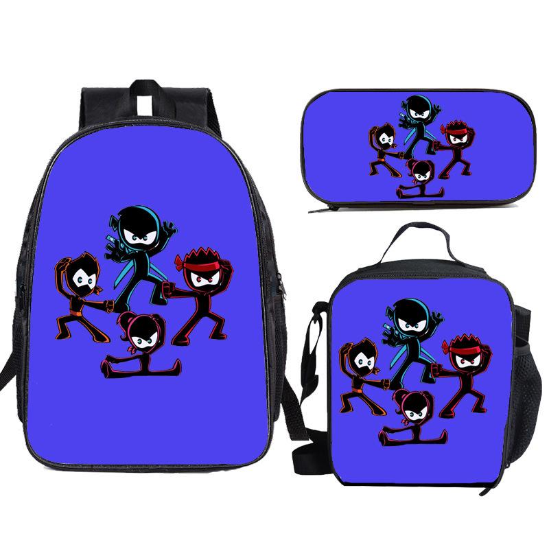 NINJA KIDZ 3-teiliges Set Kinder Schulrucksack mit Umhängetasche Federmäppchen Schultaschen für Jungen Mädchen Bestes Geschenk