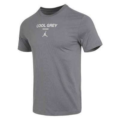 T-shirt męski z nadrukiem logo alfabetu, okrągłym dekoltem i krótkim rękawem, góra, chłodnoszary FN3716-065