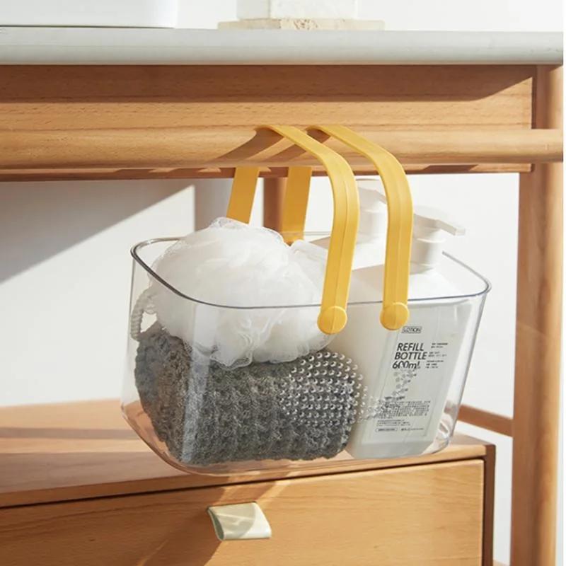 Light and Luxurious Transparent Portable Shower Basket Bathroom Toiletries Storage Basket Drainage Basket Empty Storage Basket