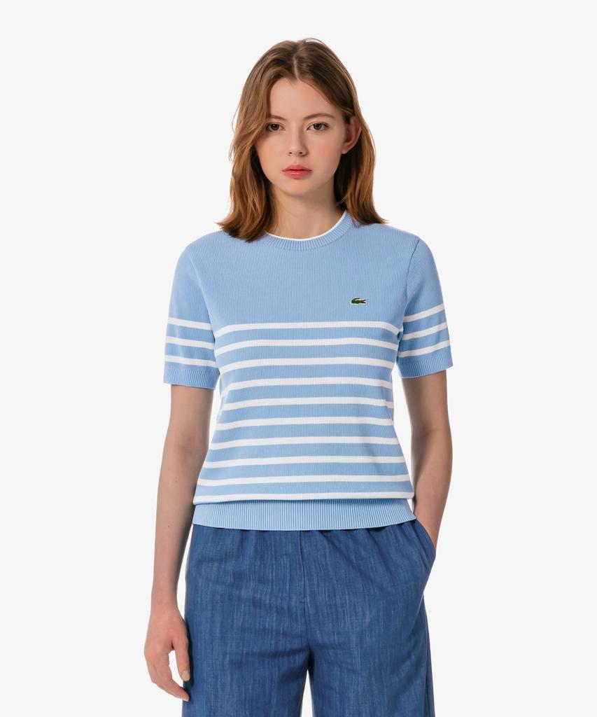 LACOSTE Women'S Striped Short Sleeve Sweater Af415E-56G Aey