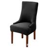 Stretchable Chair Seat Covers Long Plaid Jacquard Armchair Slipcovers Solid Color Elastic Dining Chair Covers