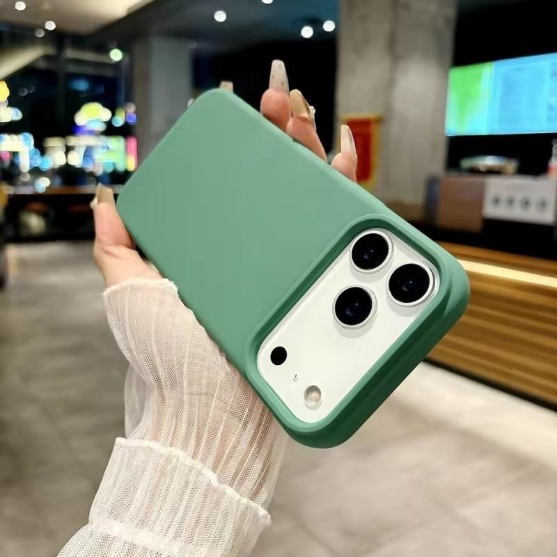 Bright Fluorescent Liquid Silicone Phone Case For iPhone 17 Air 17Pro 16 ProMax Silicone Button Protection Matte Solid Soft Cover