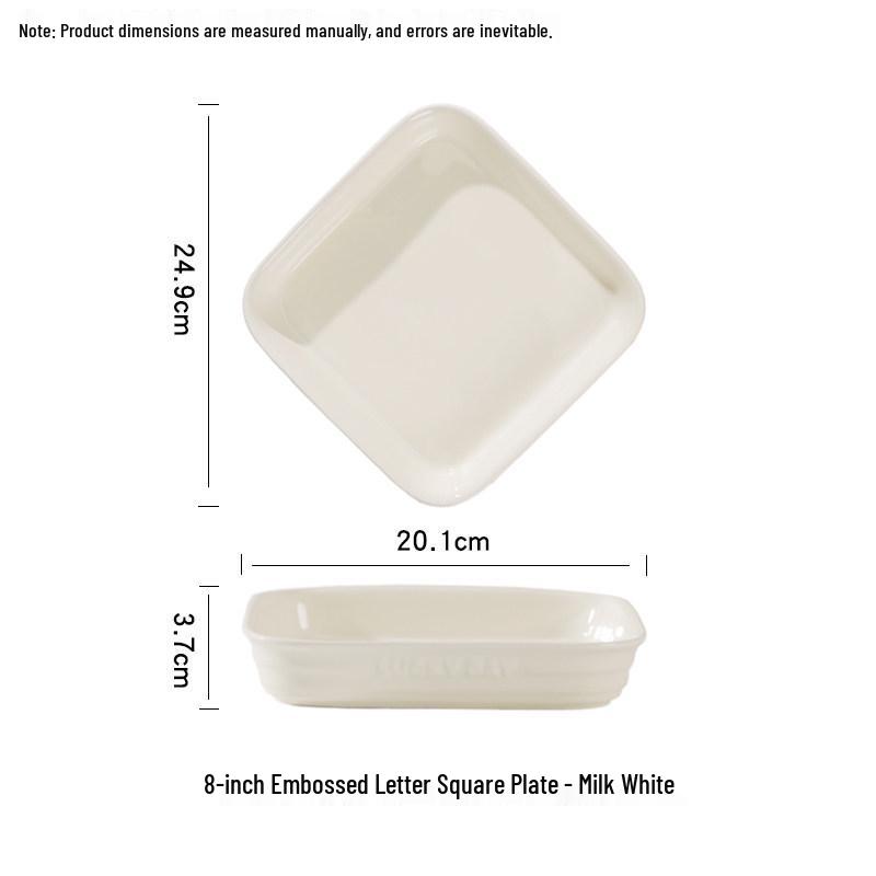 Cream Aesthetic Embossed Ceramic Tableware Set: Rice Bowl, Dish Plate, Fish Plate, Soup Bowl, Noodle Bowl.