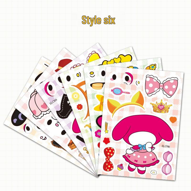 

Sanli Cartoon Pacha Dog & Lottie DIY Change Face Stickers - Fun Decorative Self-Adhesive for Kids 10x15 cm