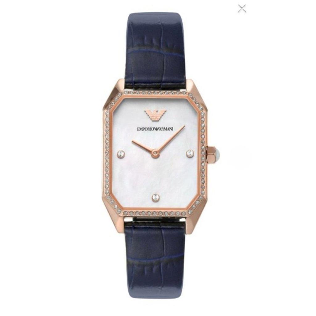 Used EMPORIO ARMANI Women's Watch Octagon Navy Emporio Armani Watch Analog Leather AR11466