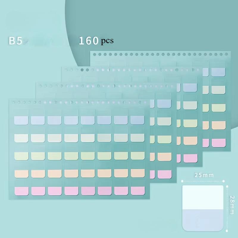 4 Sheets A5/B5 Binder Color PET Translucent Index Sticker Student Notebook Sort Label Index Tabs Book Marker Writable Sticky Notes